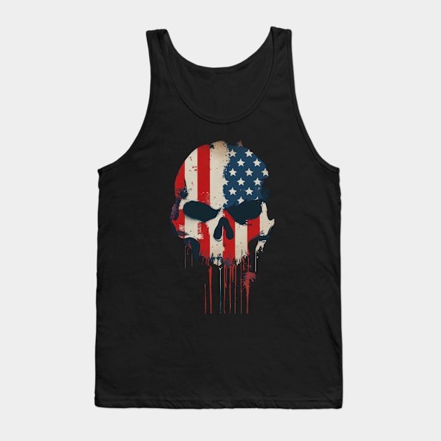 USA Skull Flag Tank Top by TooplesArt